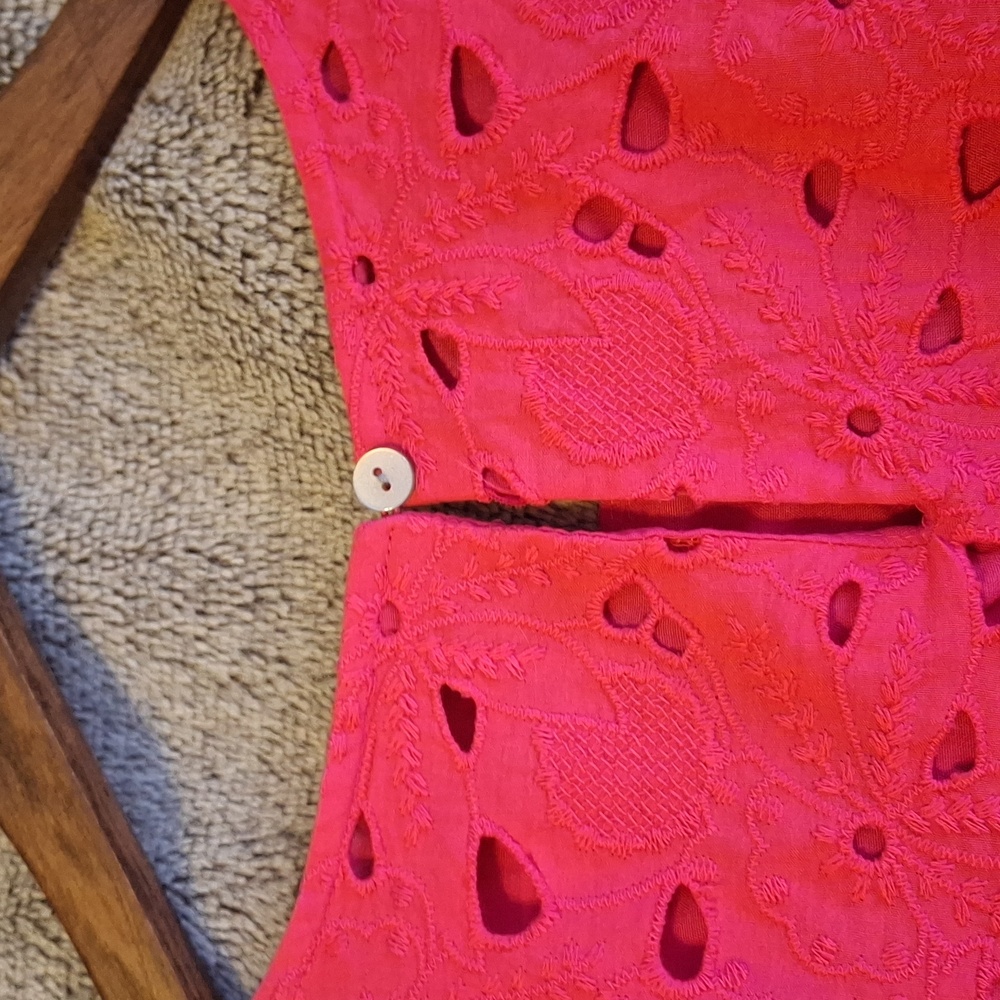 Vibrant Pink Mini Eyelet Dress - Picture 8 of 9